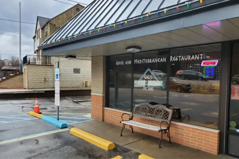 Exterior of Greek and Mediterranean restaurant in Bellevue PA.
