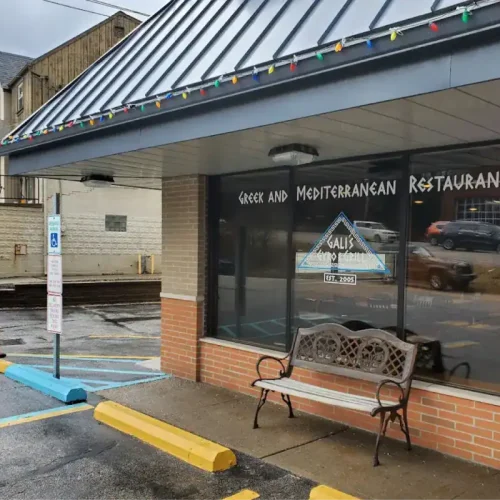 Exterior of Greek and Mediterranean restaurant in Bellevue PA.